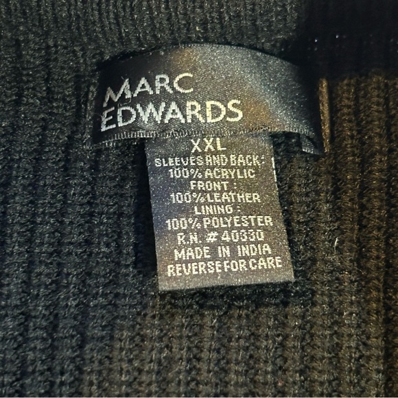 Marc Edwards Full Zip Leather Sweater Jacket Black Size XXL - Picture 11 of 12